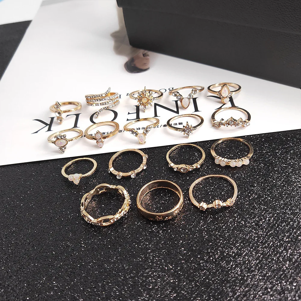 Fashion Bohemia 17-Piece Set Diamond Rings for Women Girl High Quality Opal Adjustable Opening Finger Ring Jewelry Wholesale
Fashion Bohemia 17-Piece Set Diamond Rings for Women Girl High Quality Opal Adjustable Opening Finger Ring Jewelry Wholesale