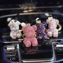 Car Key Ring Cute Rhinestone Bear For Volkswagen Mercedes-Benz BMW Audi Honda Toyota Lovely Women Girlfriend Gift