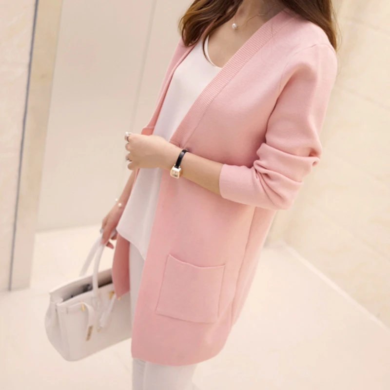 Casual Cardigan Women Knit Sweater Spring Autumn Long Knitted Sweater Korean Slim Cardigans Women Tops Loose Coats Female
Casual Cardigan Women Knit Sweater Spring Autumn Long Knitted Sweater Korean Slim Cardigans Women Tops Loose Coats Female