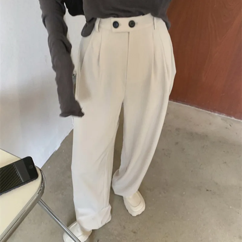 OL Minimalist High Waist Wide Leg Pants Women 2021 New Spring Autumn Casual Straight Pants Solid Work Wear Suit Trousers 
OL Minimalist High Waist Wide Leg Pants Women 2021 New Spring Autumn Casual Straight Pants Solid Work Wear Suit Trousers