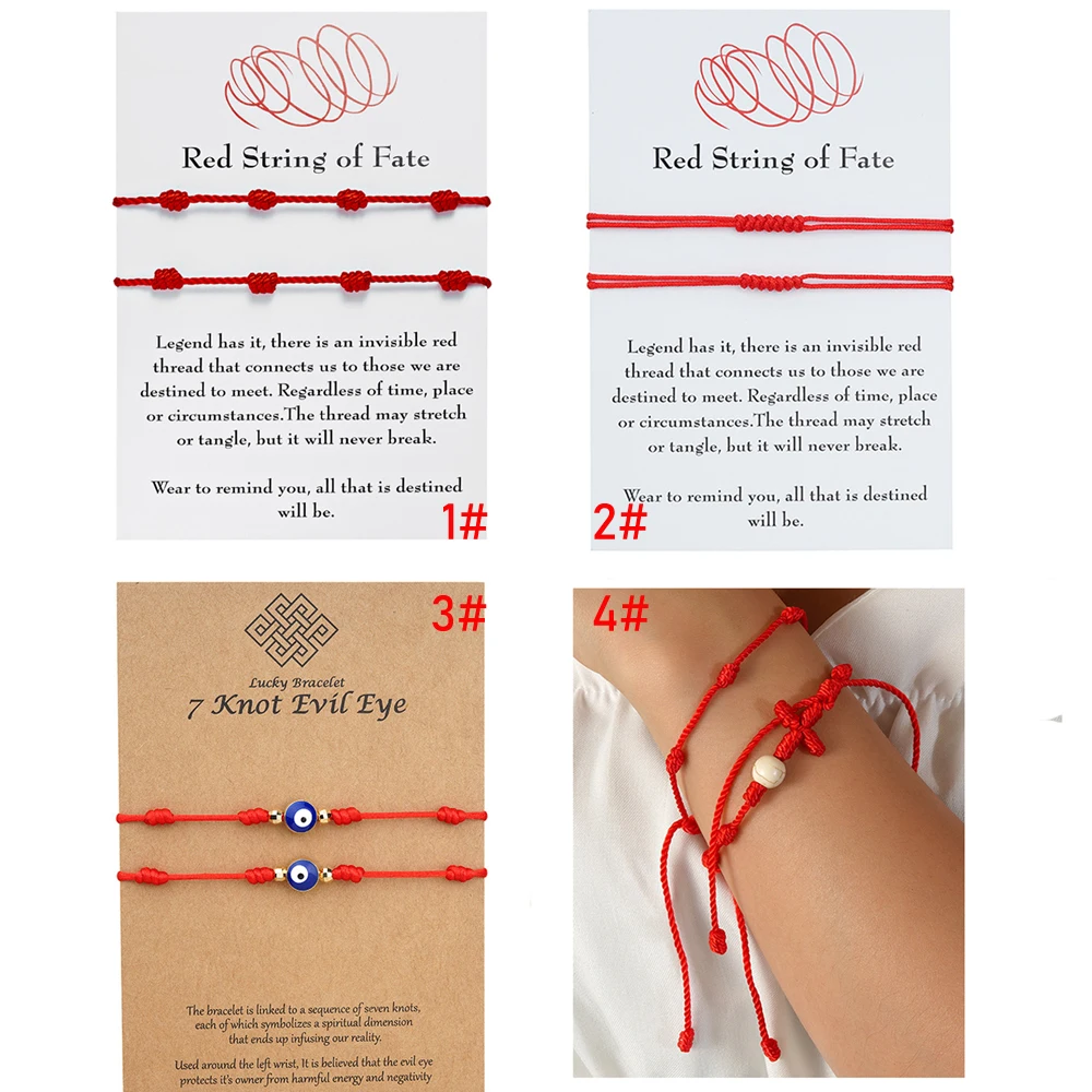 2pcs 7 Knots Red String Bracelet For Protection Evil Eye Cross Good Luck Diy Charm Card Fashion Jewelry Friendship Couple Gift 
2pcs 7 Knots Red String Bracelet For Protection Evil Eye Cross Good Luck Diy Charm Card Fashion Jewelry Friendship Couple Gift