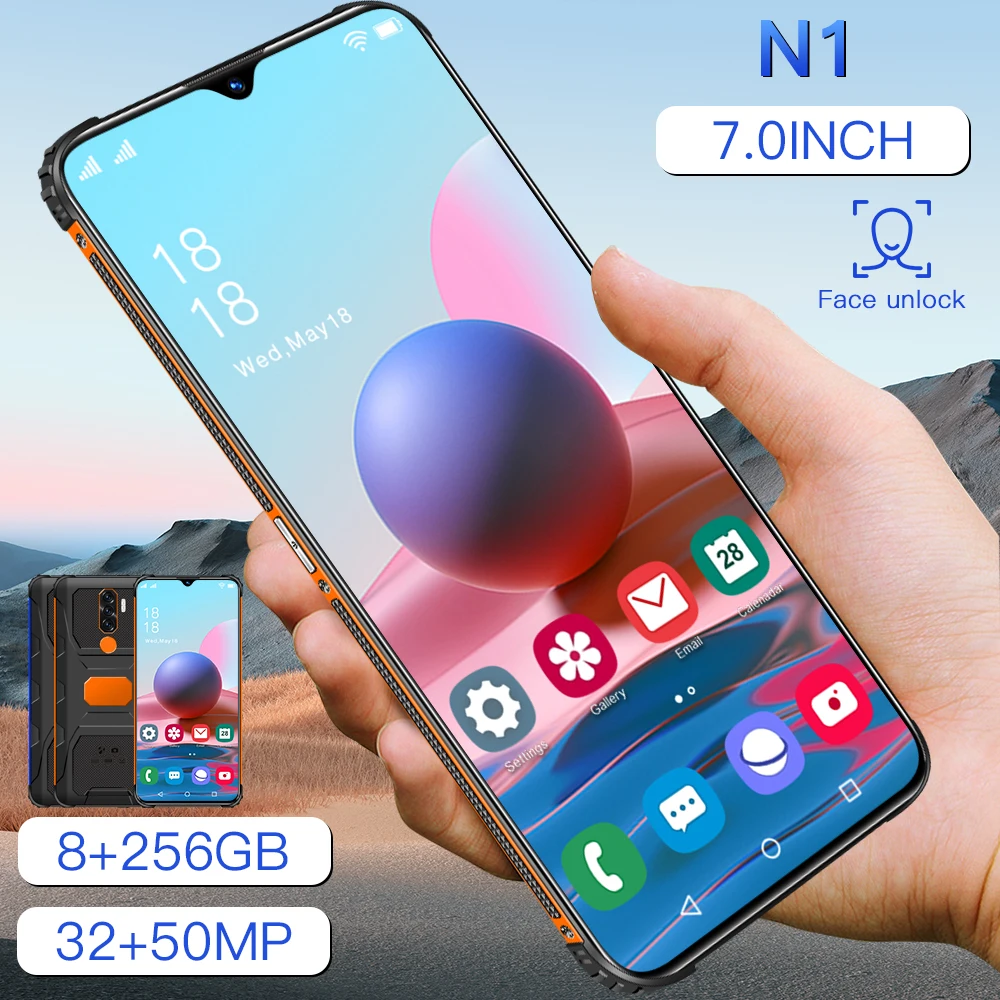 

New N1 7.0Inch 8+256G Smartphone 32MP Camera 6800mAh 4G LTE IP67 Waterproof Rugged Global Version 8Cores Dual SIM Card Cellphone