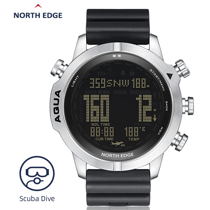

NORTH EDGE AQUA Men's Professional Diving Computer Watch Scuba Diving NDL Sport 50M Dive Watches Altimeter Barometer Compass Men