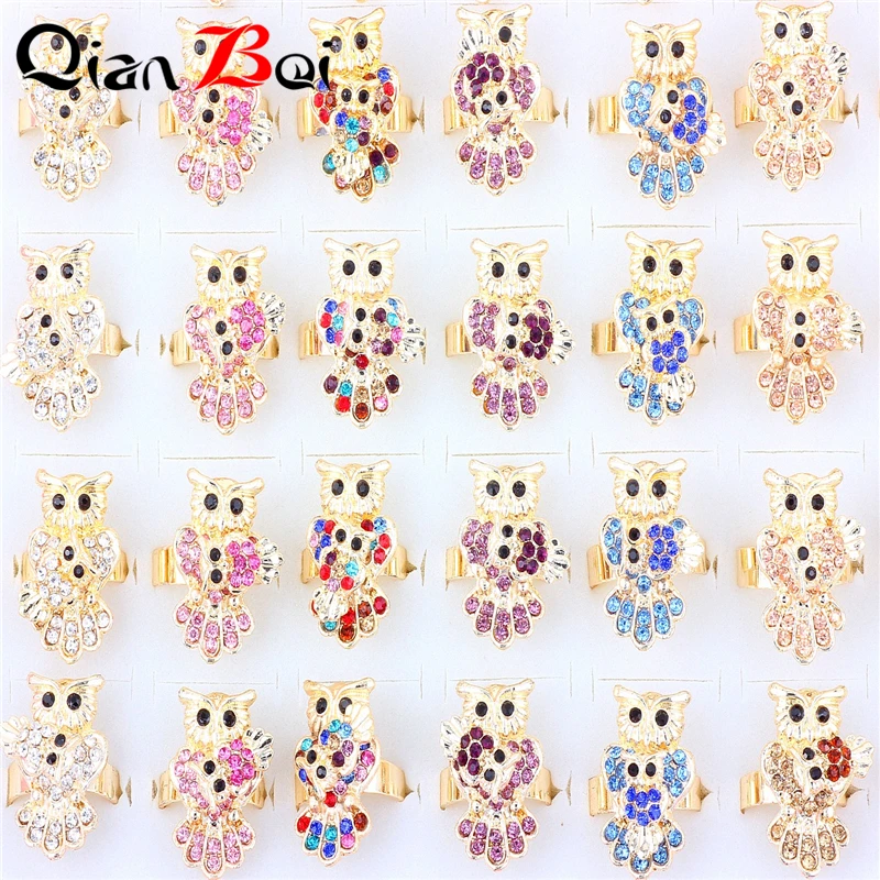 QianBei Wholesale 50pcs Lots Multicolor Owl Rings For Women Luxury Gold Color Fashion Jewelry Gift For Woman Girl
QianBei Wholesale 50pcs Lots Multicolor Owl Rings For Women Luxury Gold Color Fashion Jewelry Gift For Woman Girl