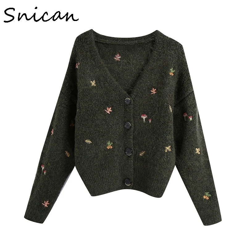 Snican mushroom leaves embroidery sweater za women 2020 autumn winter long sleeve v neck cardigan femme jersey negro mujer tops
Snican mushroom leaves embroidery sweater za women 2020 autumn winter long sleeve v neck cardigan femme jersey negro mujer tops