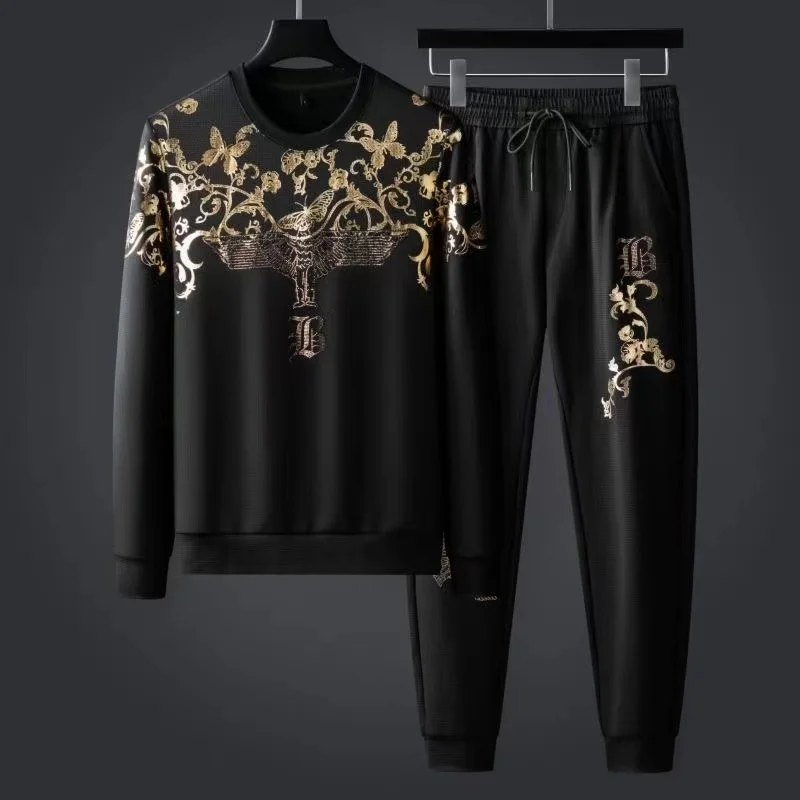 New European fashion casual suit men's autumn and winter sports pullover sweater trousers two-piece suit
New European fashion casual suit men's autumn and winter sports pullover sweater trousers two-piece suit