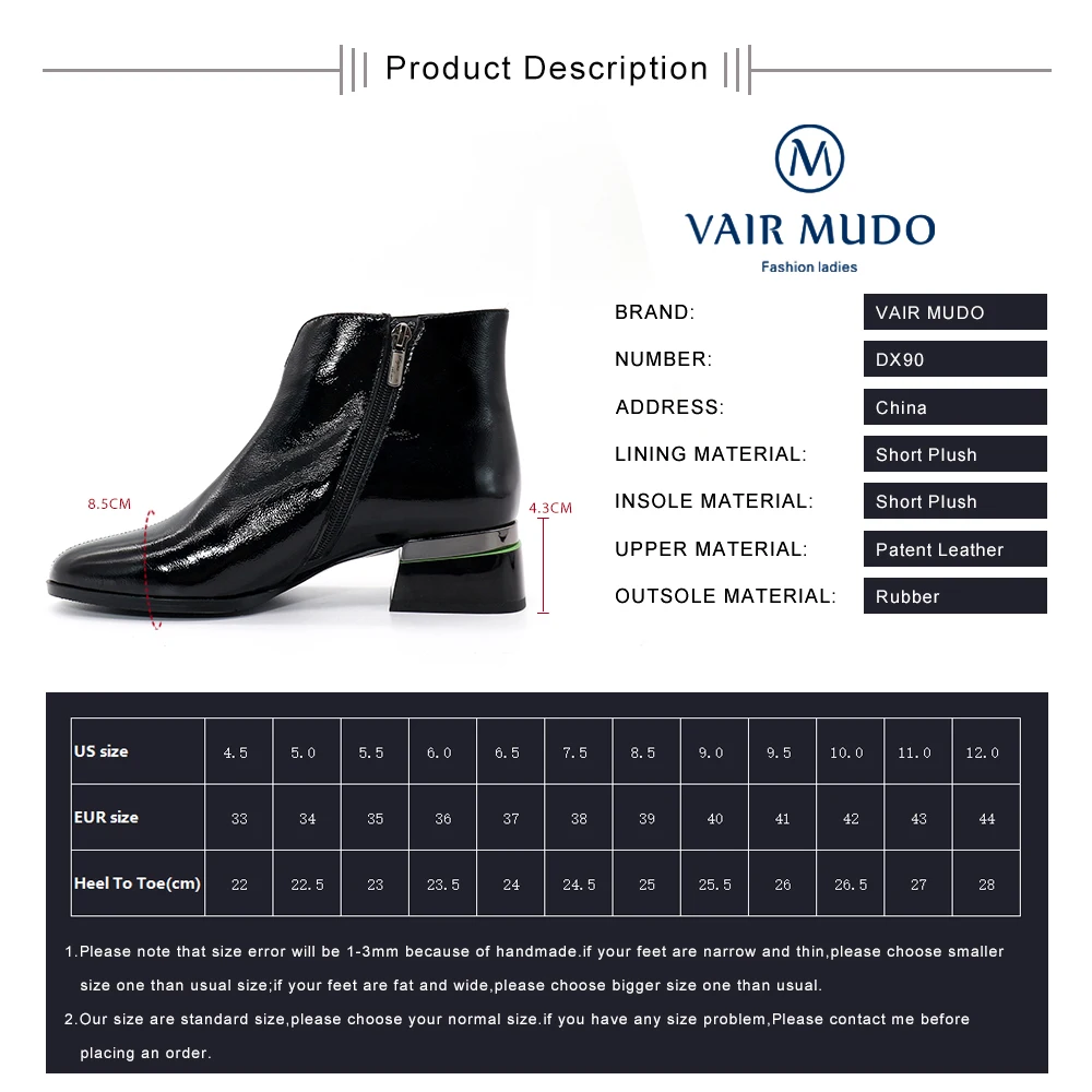 VAIR MUDO Ankle Boots Shoes Women Spring Autumn Winter With Short Plush And Warm Wool Thick Heels Pointed Toe Leather Shoe DX154
VAIR MUDO Ankle Boots Shoes Women Spring Autumn Winter With Short Plush And Warm Wool Thick Heels Pointed Toe Leather Shoe DX154