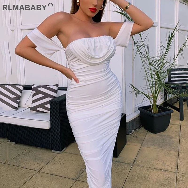 Summer Women White Plated Mesh Dress Off Shoulder Backless Bodycon Dress Slim Night Club Sexy Dress Elegant Party Long Dress
Summer Women White Plated Mesh Dress Off Shoulder Backless Bodycon Dress Slim Night Club Sexy Dress Elegant Party Long Dress