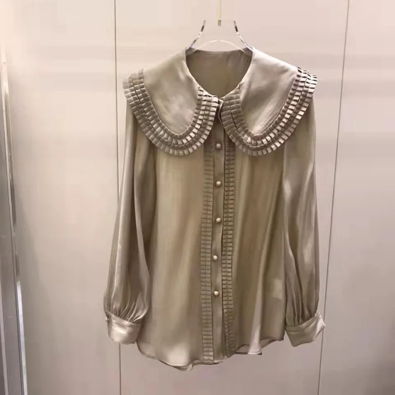 New Korean Style Blouse Shirt 2022 Spring Summer Blouses Ladies Peter Pan Collar Ruffle Deco Long Sleeve Button Shirts Apricot
New Korean Style Blouse Shirt 2022 Spring Summer Blouses Ladies Peter Pan Collar Ruffle Deco Long Sleeve Button Shirts Apricot