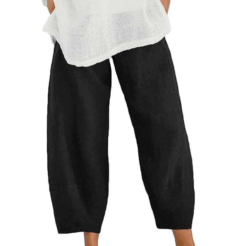 Vintage Linen Pants Women's Summer Trousers Casual Elastic Waist Asymmetrical Pantalon Female Cropped Pants Oversized
Vintage Linen Pants Women's Summer Trousers Casual Elastic Waist Asymmetrical Pantalon Female Cropped Pants Oversized
