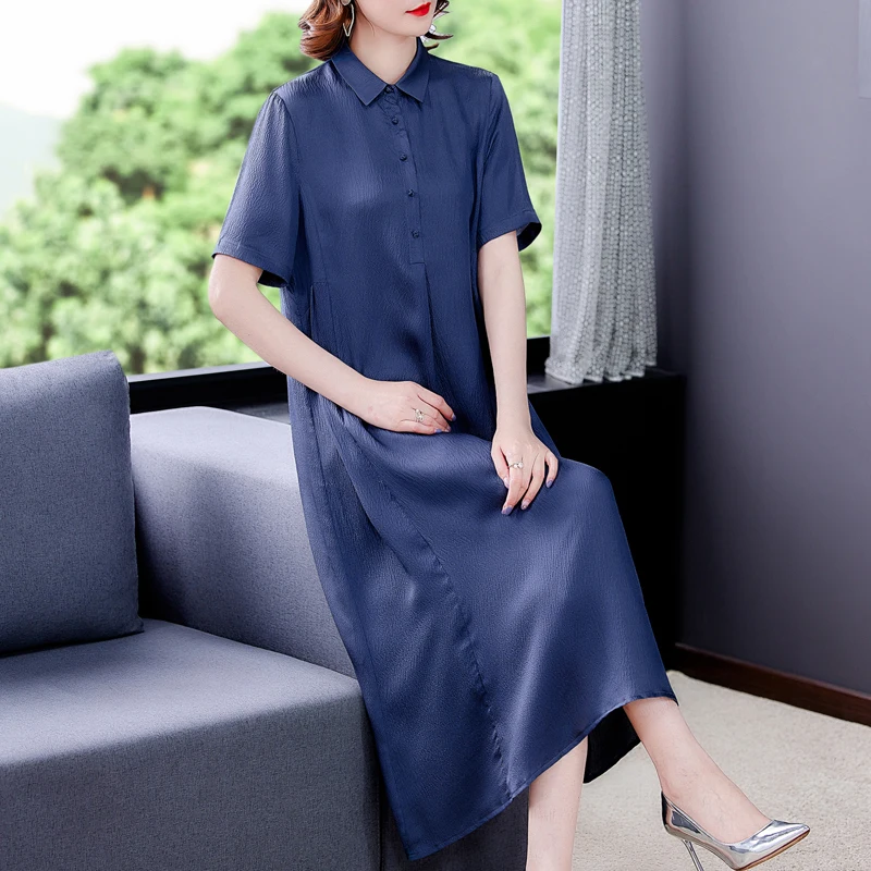 2021 Summer Vintage L- 4XL Plus Size Solid Shirt Dress Women Casual Black Mulberry Silk Midi Dresses Elegant Party Vestidos
2021 Summer Vintage L- 4XL Plus Size Solid Shirt Dress Women Casual Black Mulberry Silk Midi Dresses Elegant Party Vestidos