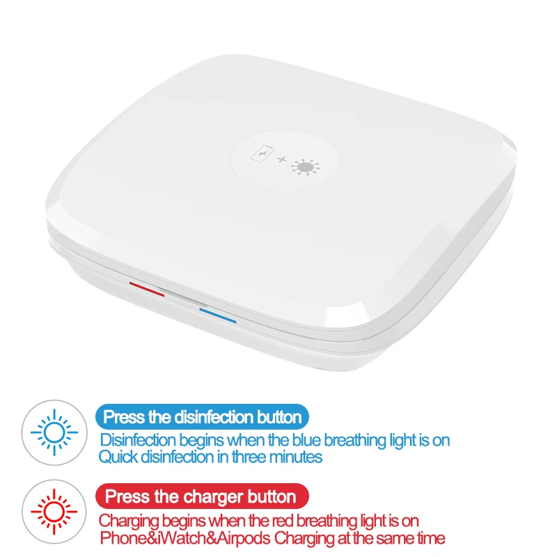 4IN1 Multifunctional UV Sterilization Disinfection Box Wireless Charger For iPhone for iWatch Strap for Airpods Case Face Mask
4IN1 Multifunctional UV Sterilization Disinfection Box Wireless Charger For iPhone for iWatch Strap for Airpods Case Face Mask