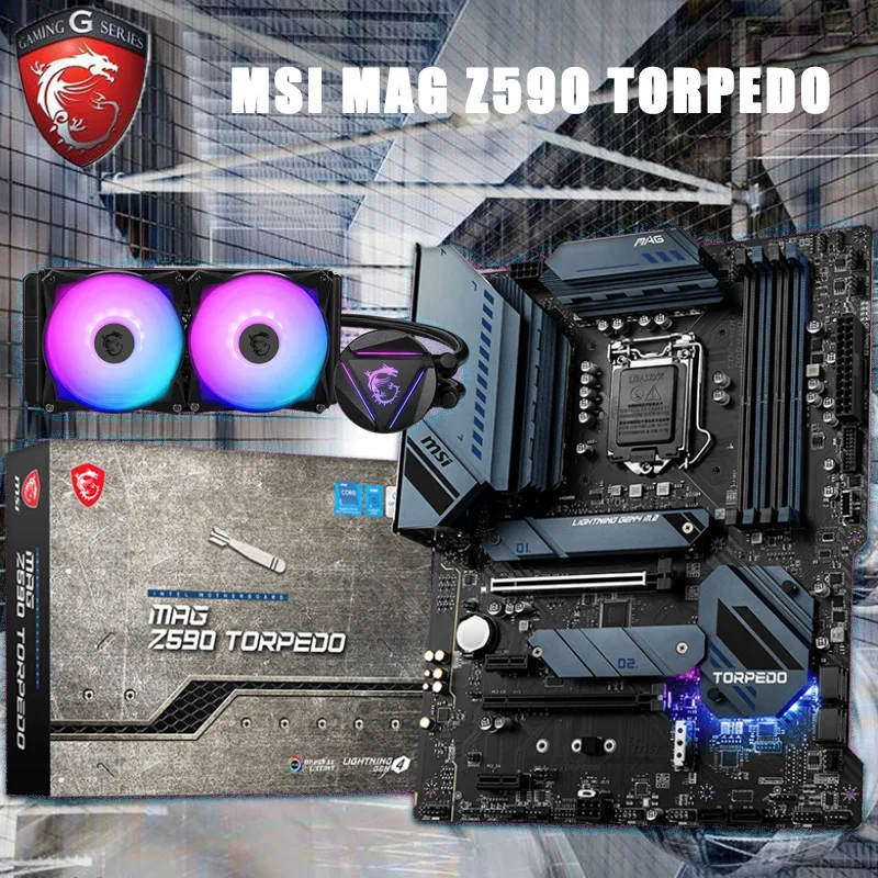LGA 1200 MSI MAG Z590 TORPEDOO Motherboard With MSI MAG Core Liquid 240R Water Cooling RGB Overlocking PCI-E 4.0 Intel Z590
LGA 1200 MSI MAG Z590 TORPEDOO Motherboard With MSI MAG Core Liquid 240R Water Cooling RGB Overlocking PCI-E 4.0 Intel Z590