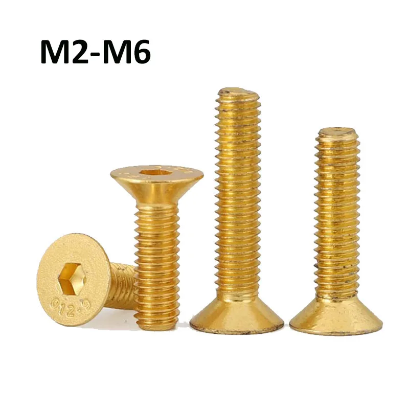 Countersunk Flat Head Hex Hexagon Socket Screws Alloy Steel Titanium Plating Gold M2 M2.5 M3 M4 M5 M6 L4-50mm
Countersunk Flat Head Hex Hexagon Socket Screws Alloy Steel Titanium Plating Gold M2 M2.5 M3 M4 M5 M6 L4-50mm