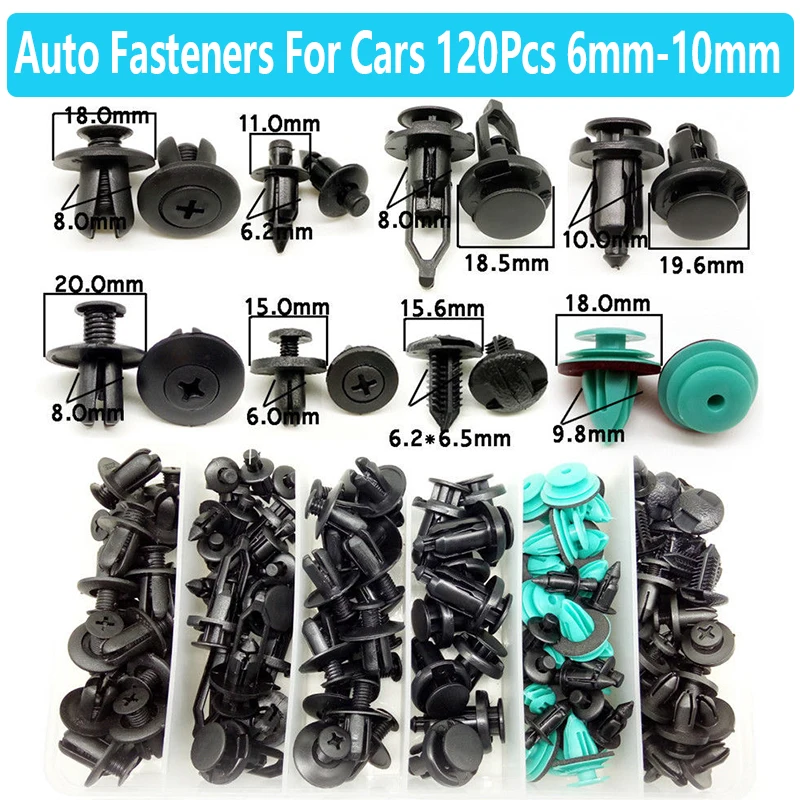 Auto Fasteners For Cars 120Pcs 6mm-10mm Hole Car Door Bumper Cover Automotive Screw Fastener nylon Auto Fastener Clips Rivet
Auto Fasteners For Cars 120Pcs 6mm-10mm Hole Car Door Bumper Cover Automotive Screw Fastener nylon Auto Fastener Clips Rivet