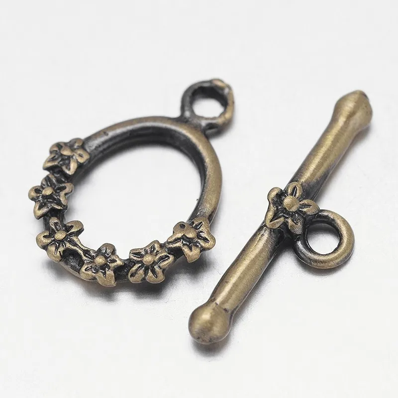 25Set Brushed Brass Ring Toggle Clasps with Flower Nickel Free Antique Bronze Ring: 17x13x2.5mm Bar: 6x20x3mm Hole: 1mm
25Set Brushed Brass Ring Toggle Clasps with Flower Nickel Free Antique Bronze Ring: 17x13x2.5mm Bar: 6x20x3mm Hole: 1mm