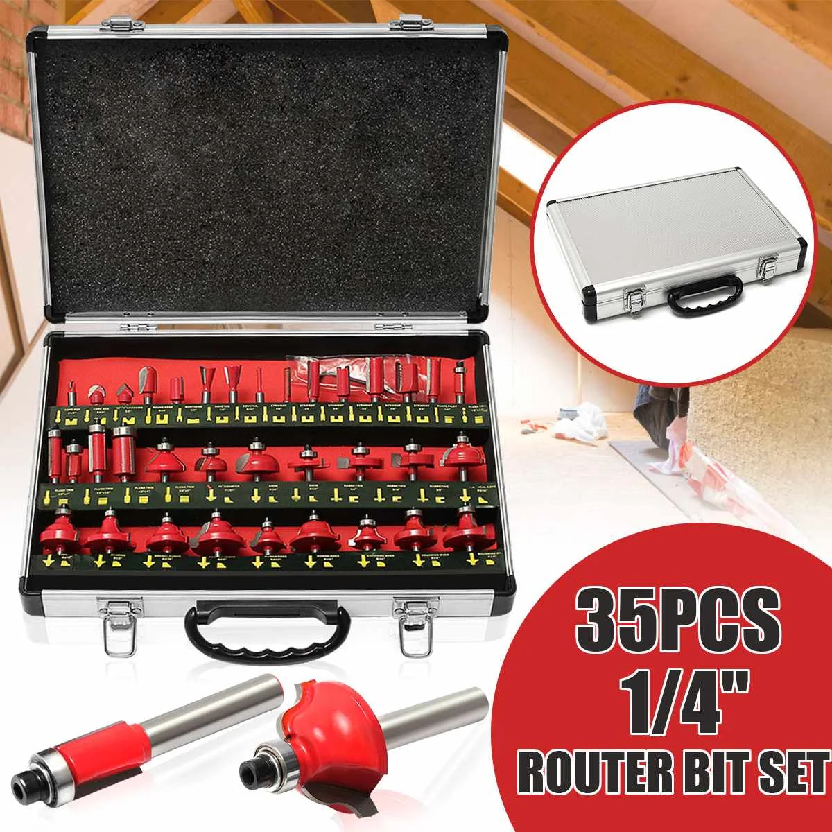 35pcs 1/4'' 8mm Router Bit Set Trimming Straight Milling Cutter for Wood Bit Tungsten Carbide Woodworking Engraving Cutting Tool
35pcs 1/4'' 8mm Router Bit Set Trimming Straight Milling Cutter for Wood Bit Tungsten Carbide Woodworking Engraving Cutting Tool