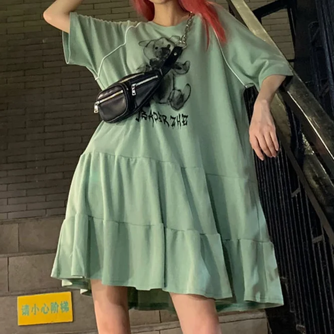 HOUZHOU Harajuku Dress Summer Y2k Dresses for Women 2021 Yellow Kawaii Cute Bear Print Streetwear Goth Plus Size Outfit Sundress 
HOUZHOU Harajuku Dress Summer Y2k Dresses for Women 2021 Yellow Kawaii Cute Bear Print Streetwear Goth Plus Size Outfit Sundress