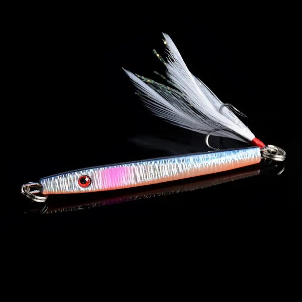 10pcs/lot 5.6cm 10.9g 8# Artificial Fishing Lures Lead Fish Slice Jig Bait VIB With Feather for Seawater Fishing
10pcs/lot 5.6cm 10.9g 8# Artificial Fishing Lures Lead Fish Slice Jig Bait VIB With Feather for Seawater Fishing