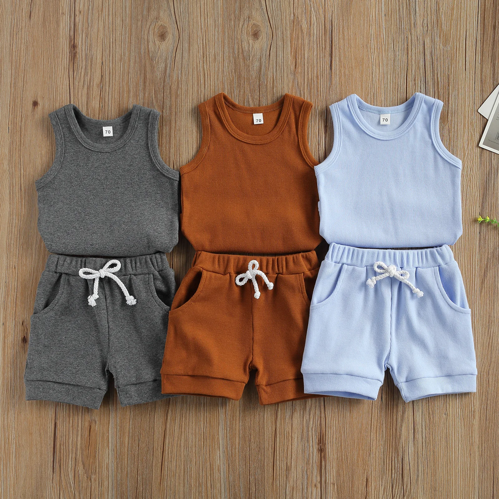 0-3Y Casual Kids Baby Girl Boy Clothing Sleeveless Solid Vest Top+Drawstring Shorts Solid Casual Outfits 2pcs Outfits Set
0-3Y Casual Kids Baby Girl Boy Clothing Sleeveless Solid Vest Top+Drawstring Shorts Solid Casual Outfits 2pcs Outfits Set