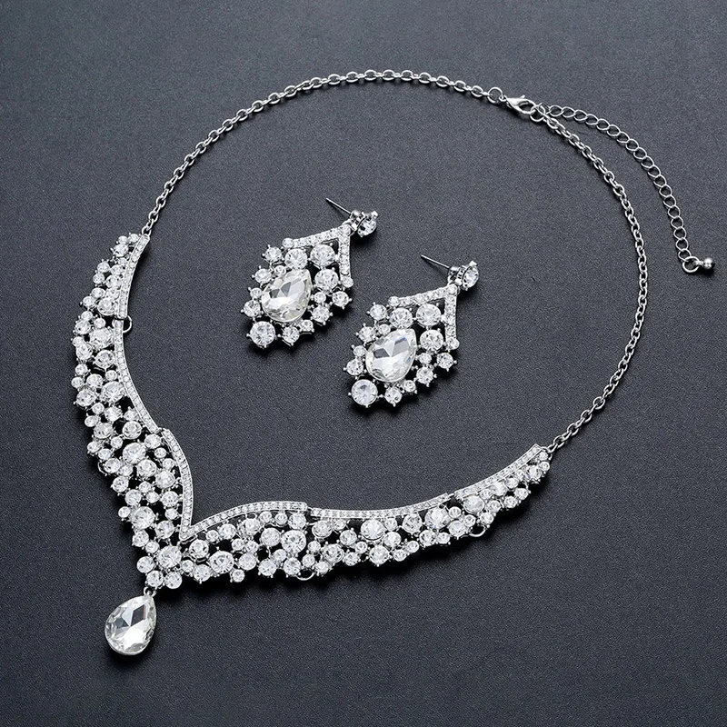 Bridal Jewelry Sets Wedding Jewellery Set Bridal Jewelry Necklace Earings for Women Rhinestone Crystal Bride Accessories Fashion 
Bridal Jewelry Sets Wedding Jewellery Set Bridal Jewelry Necklace Earings for Women Rhinestone Crystal Bride Accessories Fashion