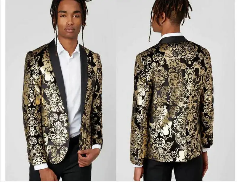 High Quality Gold Floral Pattern Shawl Lapel Wedding Suits Costume Homme Men Prom Suits Terno Masculino Slim Fit Blazer 2 Pieces
High Quality Gold Floral Pattern Shawl Lapel Wedding Suits Costume Homme Men Prom Suits Terno Masculino Slim Fit Blazer 2 Pieces