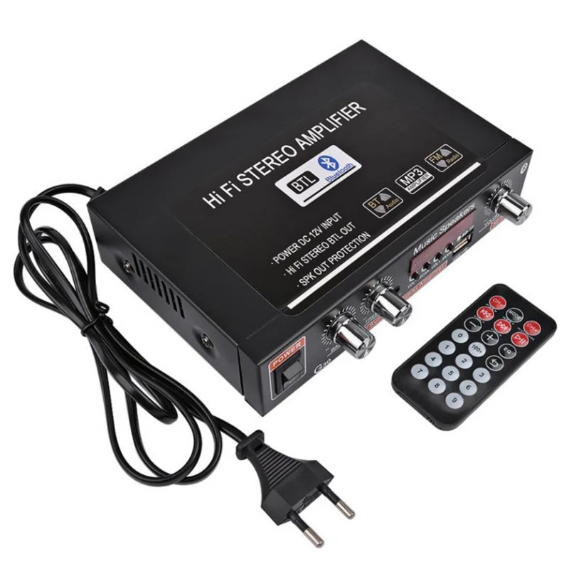 Music Player Support Fm Tf Aux 2 Channel with Remote Control Digital Home Amplifier Bluetooth Hifi Stereo And Black
Music Player Support Fm Tf Aux 2 Channel with Remote Control Digital Home Amplifier Bluetooth Hifi Stereo And Black