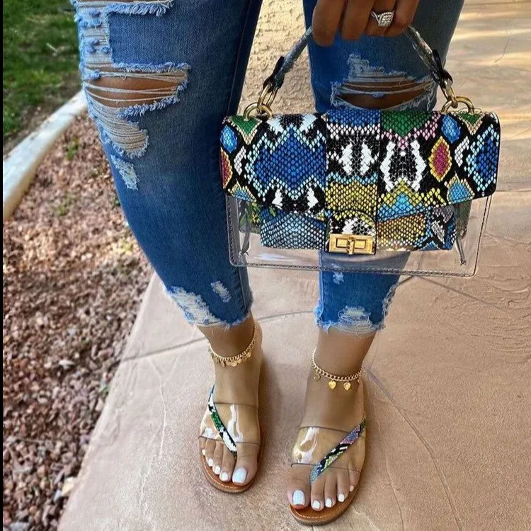 Summer Gladiator Women Flat Sandals Transparent PVC Snake Grain Leather Stitching Beach Ladies Shoes Roman Sandals Flip Flops
Summer Gladiator Women Flat Sandals Transparent PVC Snake Grain Leather Stitching Beach Ladies Shoes Roman Sandals Flip Flops