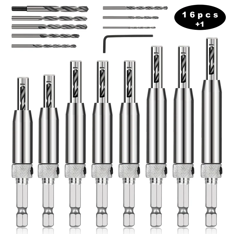 COMOWARE 17pcs Hinge Drill bit Set Centering Hinge Tapper Core Hole Puncher Woodworking Tools for Cabinet Door
COMOWARE 17pcs Hinge Drill bit Set Centering Hinge Tapper Core Hole Puncher Woodworking Tools for Cabinet Door