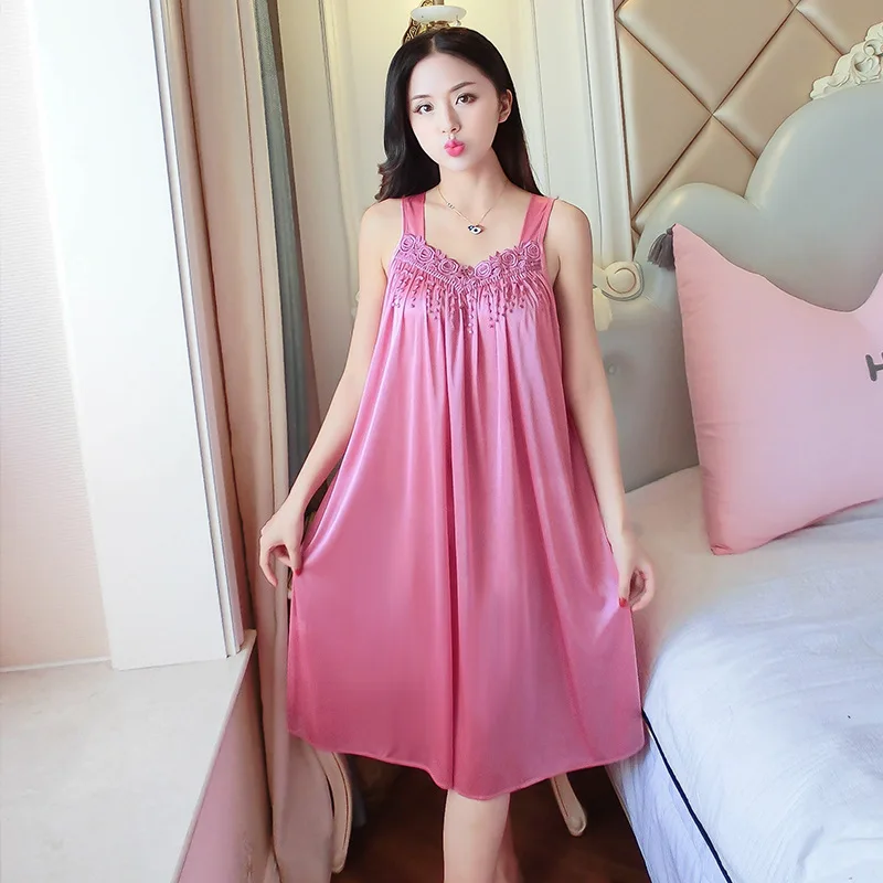 2021 Women Satin Silk Nightgowns and Sleepshirts Sleepwear Cute Sleep Shirt Sleeveless Night Dress Soft Breathable Nightwear
2021 Women Satin Silk Nightgowns and Sleepshirts Sleepwear Cute Sleep Shirt Sleeveless Night Dress Soft Breathable Nightwear