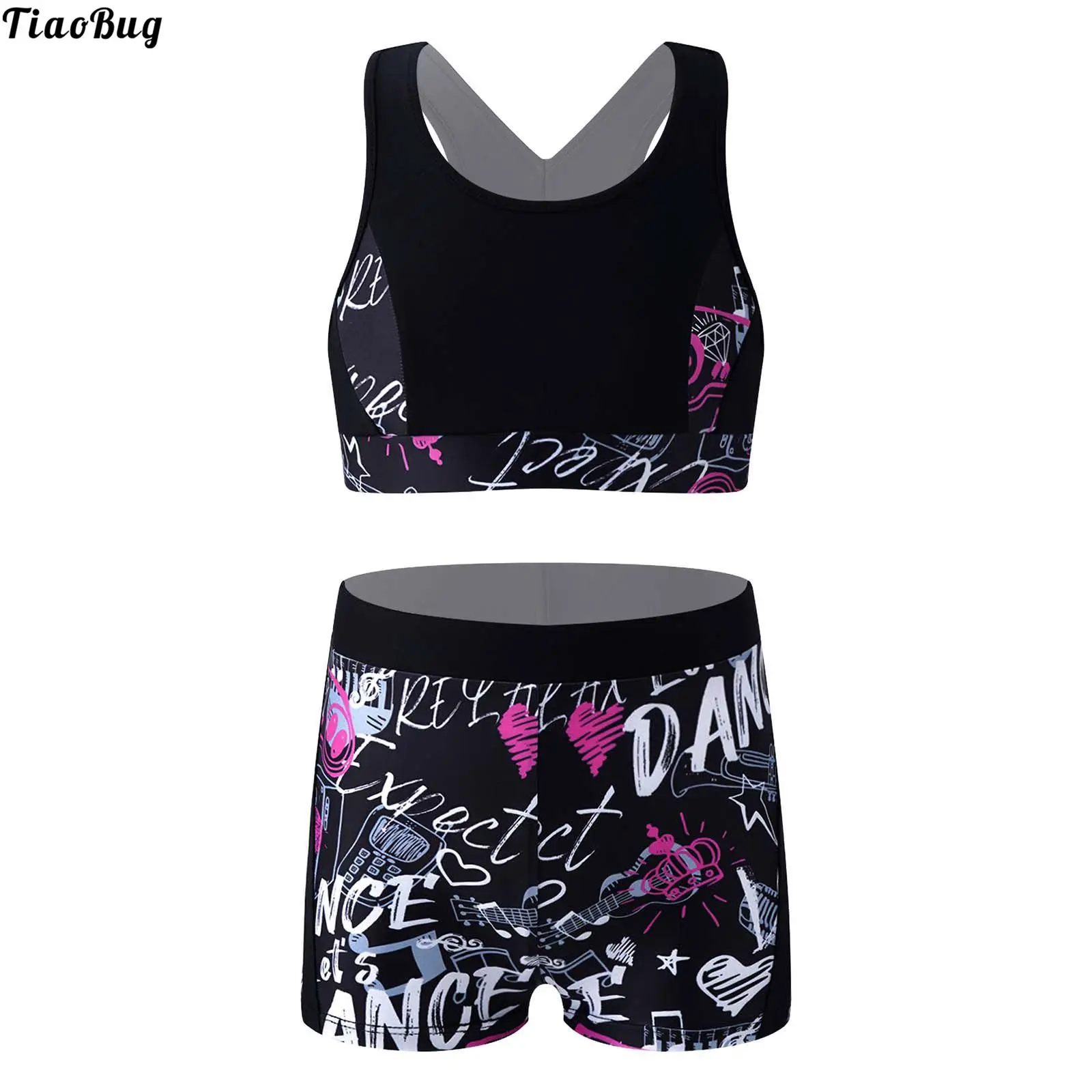 TiaoBug 2Pcs Kids Girls Sport Suit Round Neck Sleeveless Stretchy Patchwork Sport Vest Tops And Shorts Set For Running Gym Dance
TiaoBug 2Pcs Kids Girls Sport Suit Round Neck Sleeveless Stretchy Patchwork Sport Vest Tops And Shorts Set For Running Gym Dance