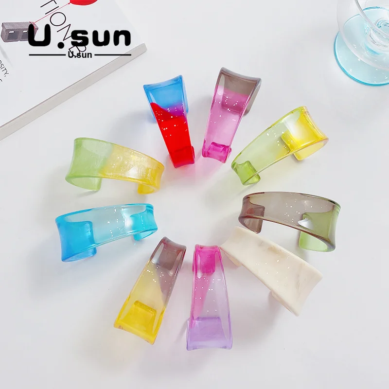 U.sun Colorful Transparent Desinger Charms Bangle Bracelets Women Girls Wide Resin Indian Open Bangles Acrylic Fashion Jewelry
U.sun Colorful Transparent Desinger Charms Bangle Bracelets Women Girls Wide Resin Indian Open Bangles Acrylic Fashion Jewelry