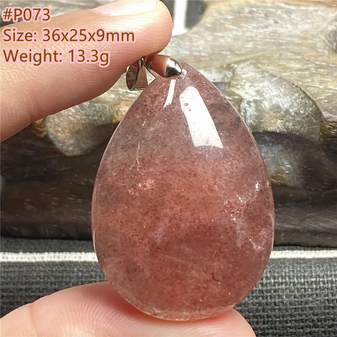 

Top Natural Strawberry Quartz Beads Pendant Jewelry For Women Man Crystal Healing Wealth Luck 36x25x9mm Beads Silver Stone AAAAA