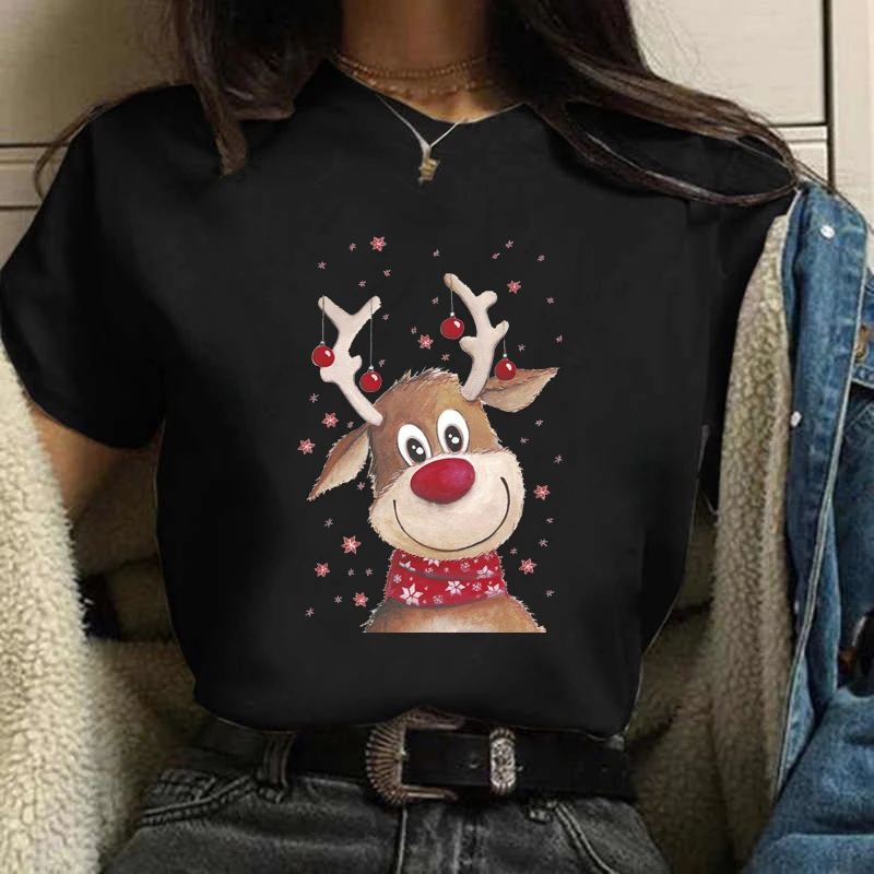 Модные женские топы с надписью "Merry Christmas", женские праздничные футболки, забавная Черная Женская футболка с принтом Санта-Клауса и оленей
Модные женские топы с надписью "Merry Christmas", женские праздничные футболки, забавная Черная Женская футболка с принтом Санта-Клауса и оленей