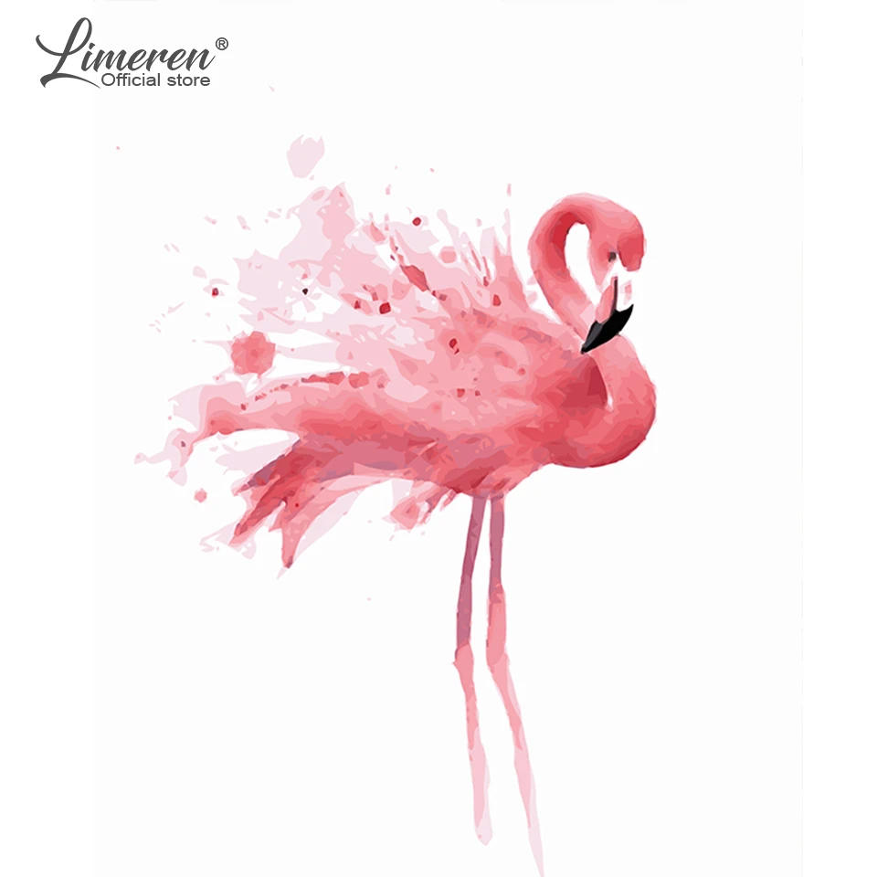 Фото DIY Рамка Картина маслом по номерам Фламинго животные цветок стены Холст