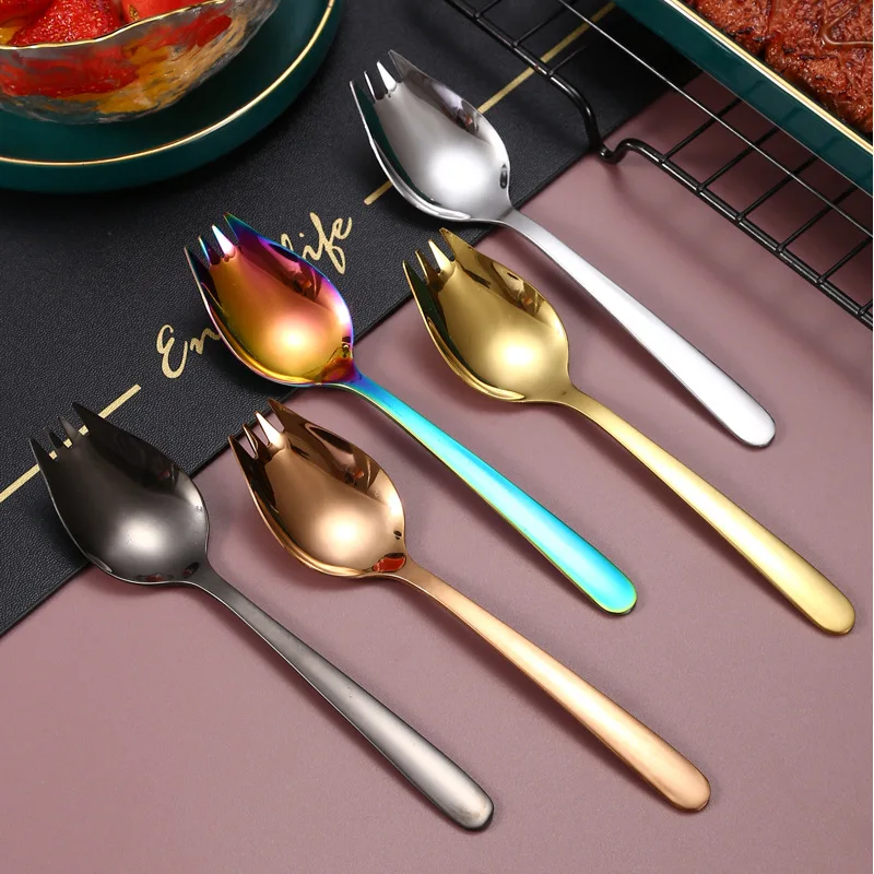 Stainless Steel Fork Spoon Integrated Tableware Western Food Noodle Fruit Salad Ustensiles Plats Kitchen Gadget Accessories
Stainless Steel Fork Spoon Integrated Tableware Western Food Noodle Fruit Salad Ustensiles Plats Kitchen Gadget Accessories