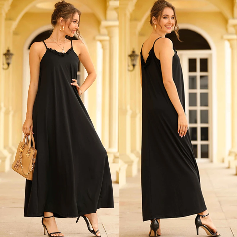 Dress Women Loose Sexy Sling Dress Women Summer New High Waist V-Neck Sleeveless Solid Color Long dress
Dress Women Loose Sexy Sling Dress Women Summer New High Waist V-Neck Sleeveless Solid Color Long dress