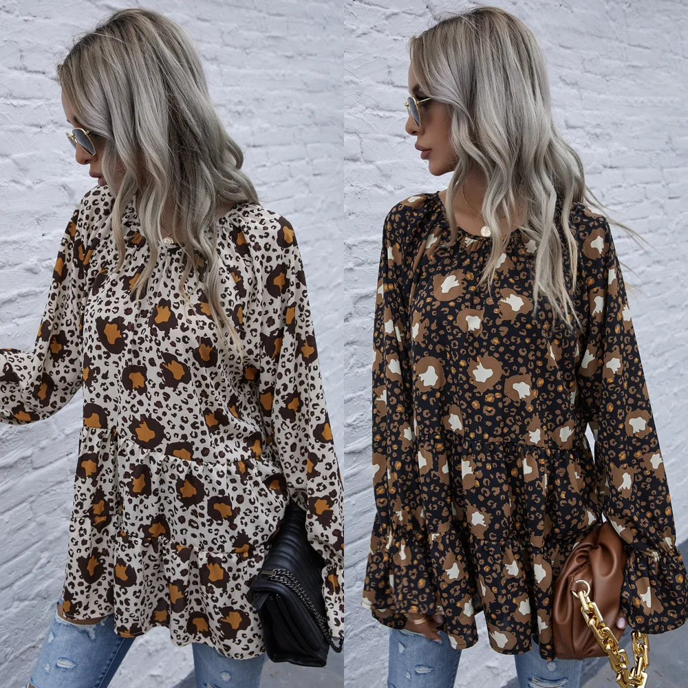 Summer womens tops and blouse Loose tie leopard print shirts 2021 spring long sleeve blouse top womens Bohemian Ruffles shirts
Summer womens tops and blouse Loose tie leopard print shirts 2021 spring long sleeve blouse top womens Bohemian Ruffles shirts
