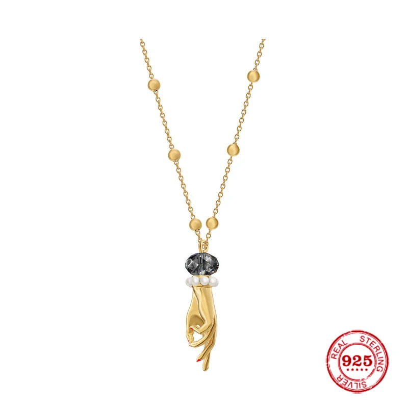 2020 New Fashion Charms 925 Sterling Silver Luxury Jewelry Gift For Female Yellow Silver Exquisite Hand Shape Necklace
2020 New Fashion Charms 925 Sterling Silver Luxury Jewelry Gift For Female Yellow Silver Exquisite Hand Shape Necklace