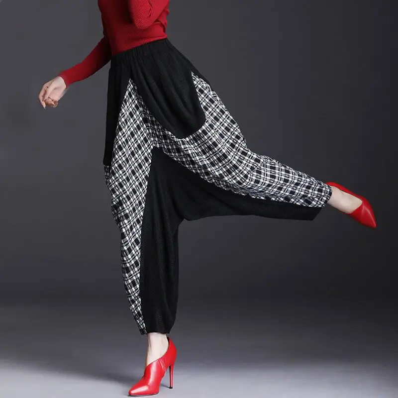 Fashion Casual Print Stitching Women's Plaid Pants High Waist Front and Back Parquet Plaid Loose Version Harem Bloomers Women
Fashion Casual Print Stitching Women's Plaid Pants High Waist Front and Back Parquet Plaid Loose Version Harem Bloomers Women