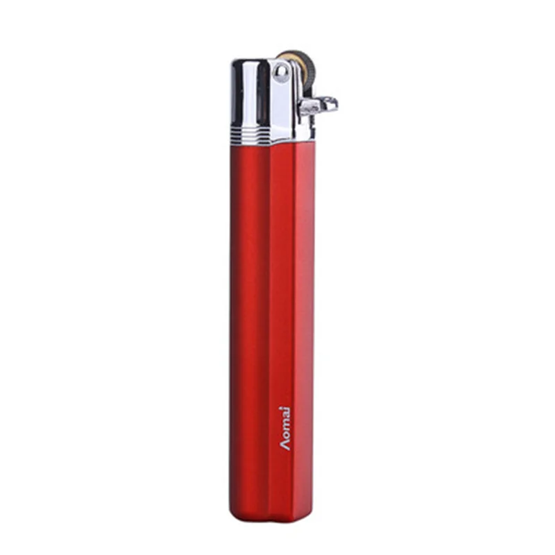 AOMAI Metal Ultra-Thin Cylindrical Classic Grinding Wheel Open Flame Inflatable Lighter Cigarette Accessories Men And Women Gift
AOMAI Metal Ultra-Thin Cylindrical Classic Grinding Wheel Open Flame Inflatable Lighter Cigarette Accessories Men And Women Gift