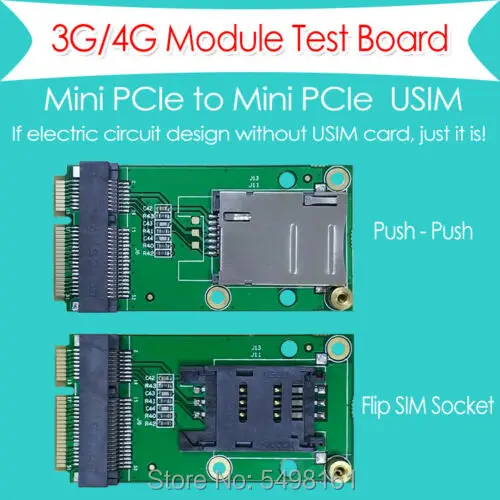 Промышленный мини адаптер PCIe для Mini 4G LTE со слотом SIM карты (Push Type) беспроводного