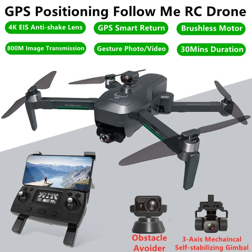 GPS Brushless Obstacle Avoidance 4K ESC Smart RC Drone 3-axis Gimbal 30Min Flight 800M Image Transmission 5G WIFI RC Quadcopter
GPS Brushless Obstacle Avoidance 4K ESC Smart RC Drone 3-axis Gimbal 30Min Flight 800M Image Transmission 5G WIFI RC Quadcopter