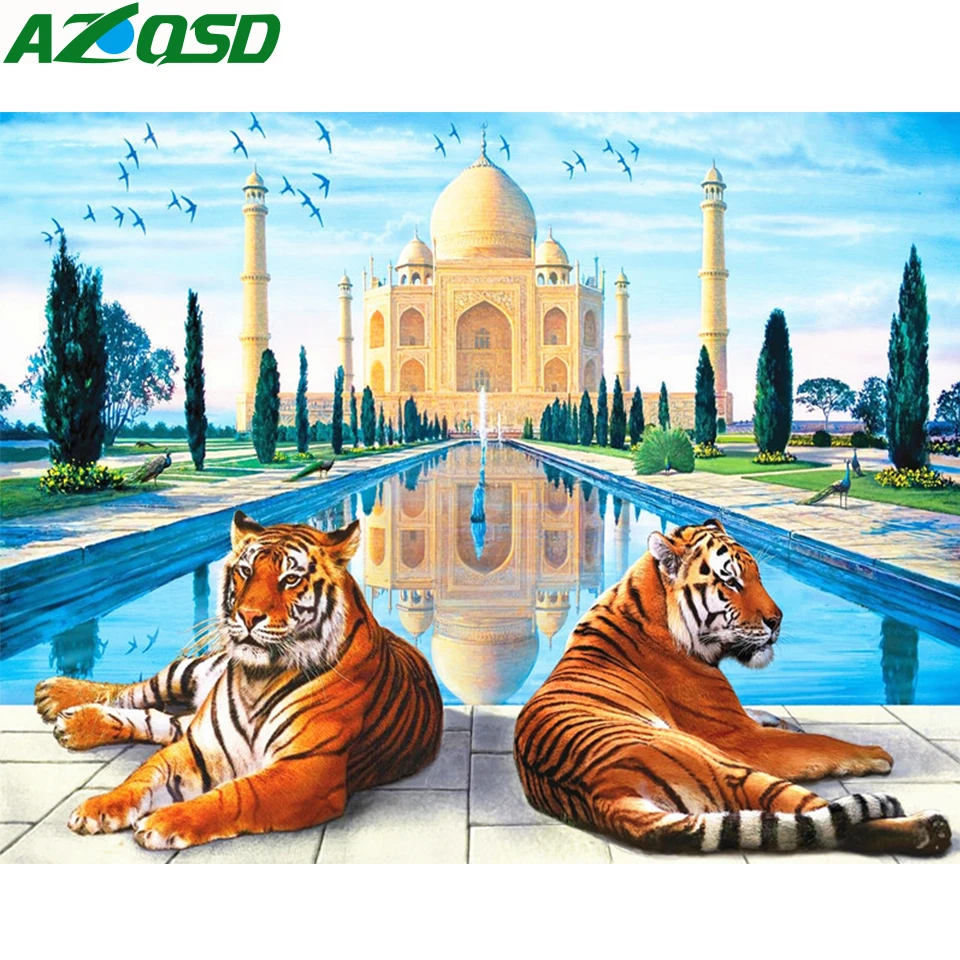 AZQSD полное сверление Алмазная картина животное тигр вышивка крестом настенная