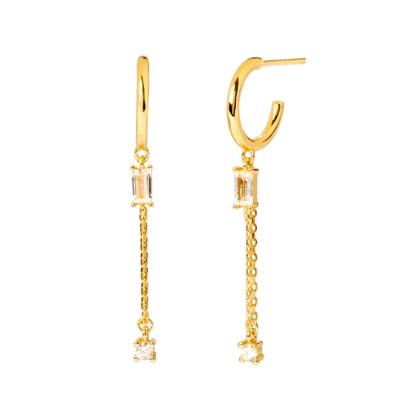 925 Sterling Silver Ear Needle Gold Silver Chain Stud Earrings for Women Simple white Zircon Chain Earrings Fashion Jewelry
925 Sterling Silver Ear Needle Gold Silver Chain Stud Earrings for Women Simple white Zircon Chain Earrings Fashion Jewelry