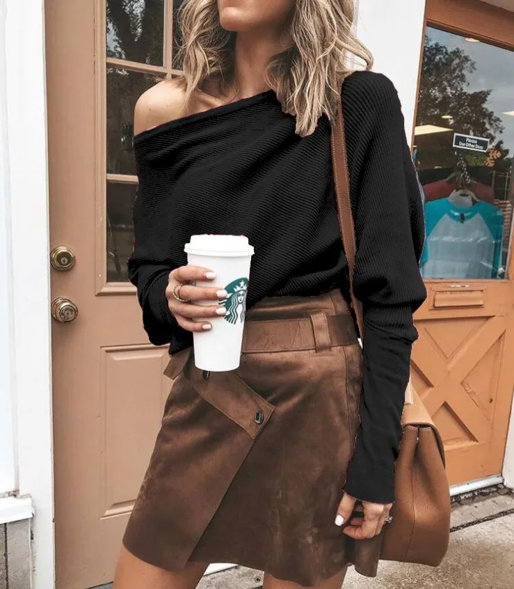 2020 Autumn Clothes for Women Casual one Shoulder Long Sleeve T-shirt O-Neck Solid Batwing Sleeve Office Lady Women Clothes
2020 Autumn Clothes for Women Casual one Shoulder Long Sleeve T-shirt O-Neck Solid Batwing Sleeve Office Lady Women Clothes