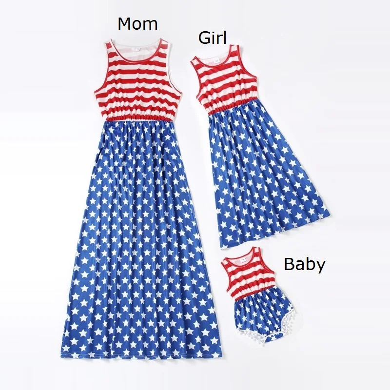 Stars Sleeveless Mother Daughter Matching Dresses Family Set Striped Mom Mum Baby Mommy and Me Clothes Fashion Women Girls Dress
Stars Sleeveless Mother Daughter Matching Dresses Family Set Striped Mom Mum Baby Mommy and Me Clothes Fashion Women Girls Dress