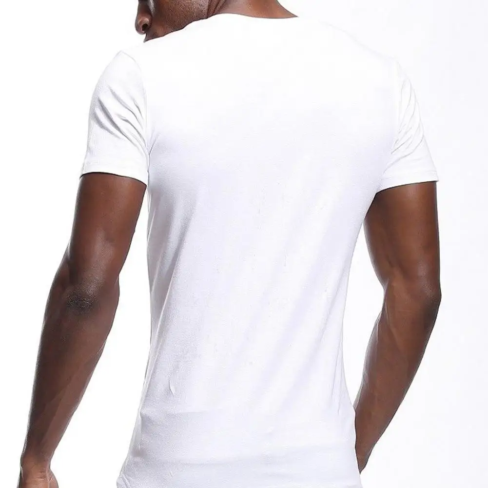 New white t shirt Men Summer Slim Type Sexy Stretch Solid Color Short Sleeve Deep V-neck Tshirts mens Clothing Male Tops
New white t shirt Men Summer Slim Type Sexy Stretch Solid Color Short Sleeve Deep V-neck Tshirts mens Clothing Male Tops