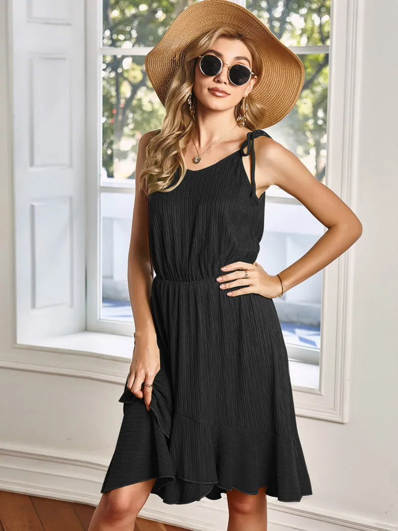 Summer Women's Dress Sexy Suspender Ruffle Skirt Woman Printed Dresses Solid Color Lace Crepe Sweet Dresses Casual Fashion New
Summer Women's Dress Sexy Suspender Ruffle Skirt Woman Printed Dresses Solid Color Lace Crepe Sweet Dresses Casual Fashion New