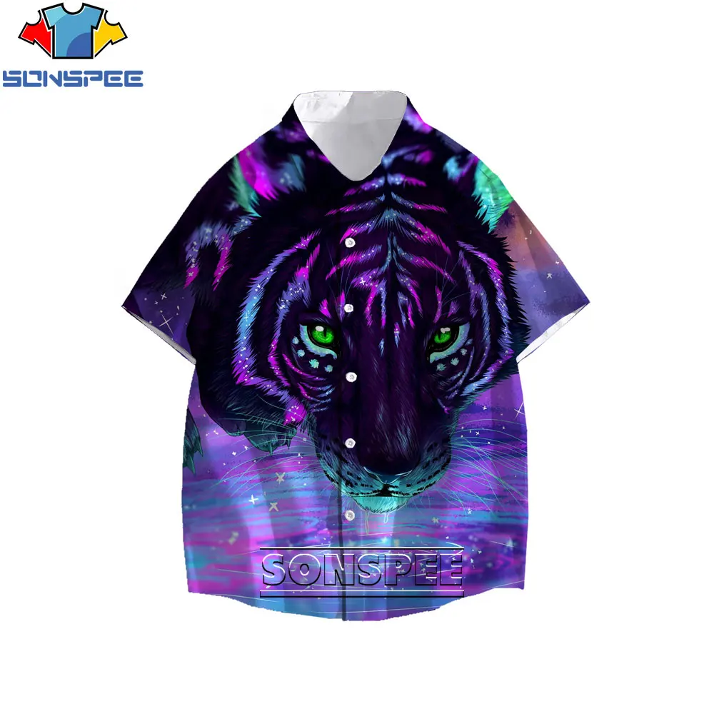 SONSPEE 2021 Men's Shirt 3D Purple Tiger Head Fierce Arrogant Scared Summer Casual Fashion Street Cool Large Size Hawaiian Shirt
SONSPEE 2021 Men's Shirt 3D Purple Tiger Head Fierce Arrogant Scared Summer Casual Fashion Street Cool Large Size Hawaiian Shirt